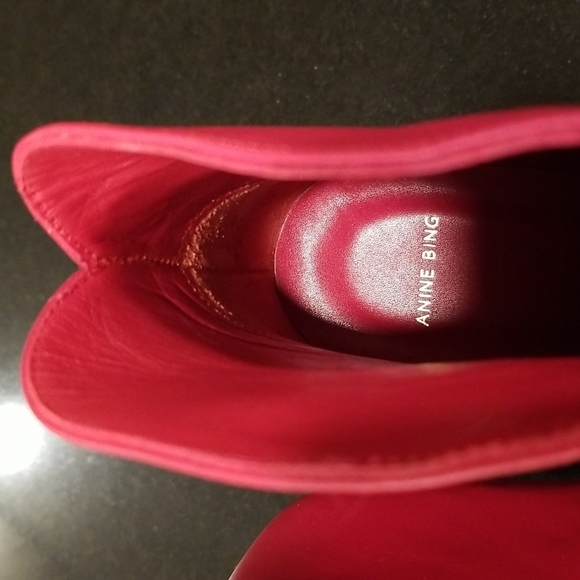 💕ANINE BING💕 Annabelle Boots 100% Leather Pointed Toe Ankle Booties Red 40 - Picture 15 of 17